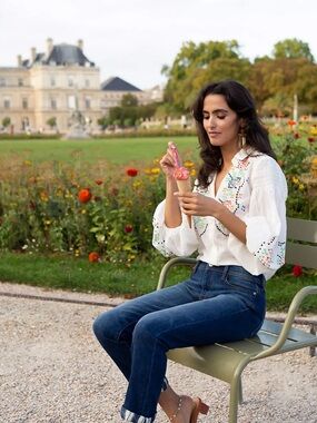 Pilcro High Rise Shibori Slim Boyfriend Jeans from Anthropologie dark wash denim